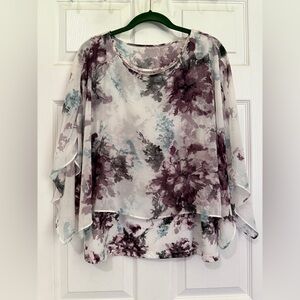 Easy Wear By Chico’s Size 2 Women’s Purple Floral Watercolor Flowy Camisole Top